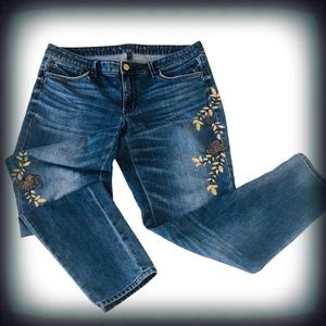 WHBM Girlfriend Embellished Straight Jeans 10